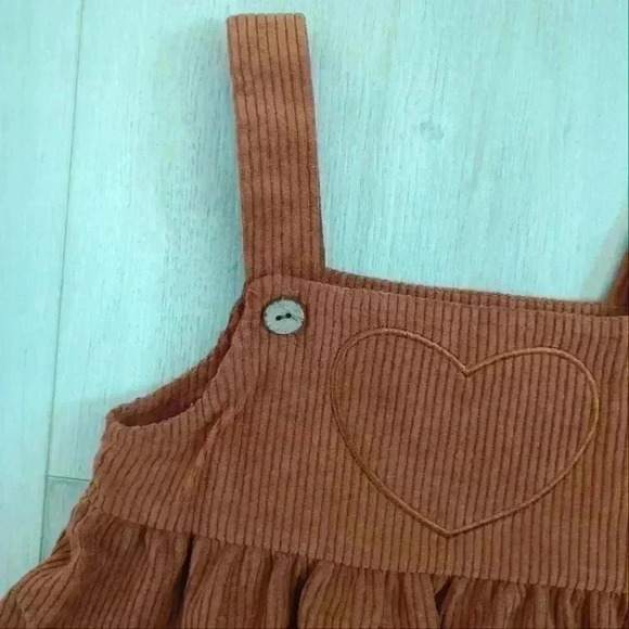PATPAT | Baby Girl Autumn Long Sleeved Onesie with  Brown Corduroy Dress - Picture 8 of 9